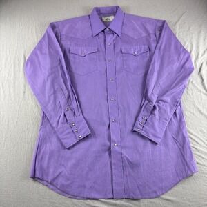 Vintage Mesquite Pearl Snap Western Shirt Men 17 Purple Made in USA Cowboy Rodeo